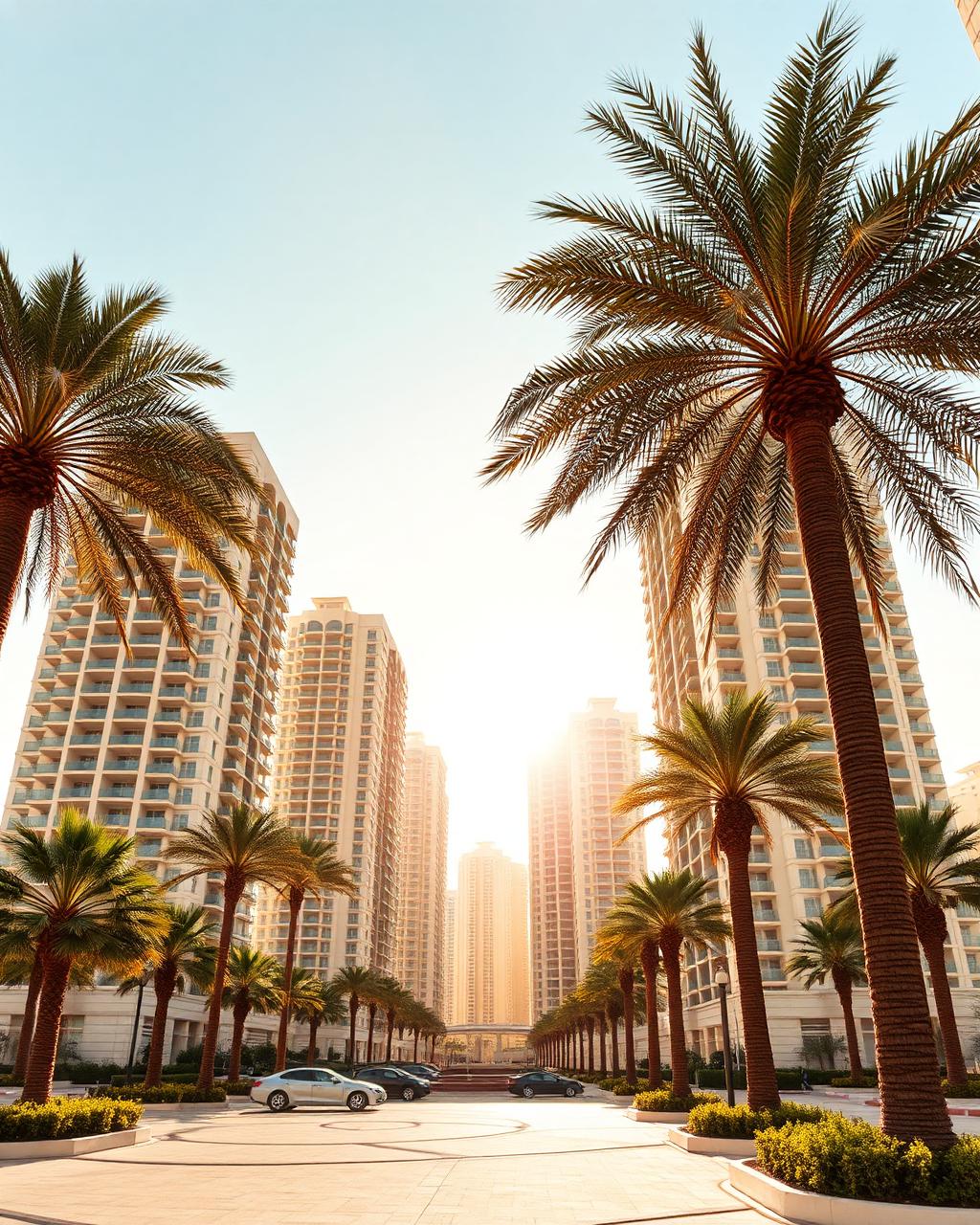 Luxury residential towers and palms in Dubai Marina